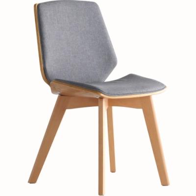 China Commercial Economy Fabric Dining Chair with Solid Wood Legs and Modern Fabric Design for sale