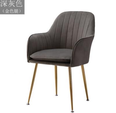 China Gold Metal Leg and Armrest Flannel Dining Chair Elegant Velvet Armchair for Coffee Shop or Dining Room Furniture for sale