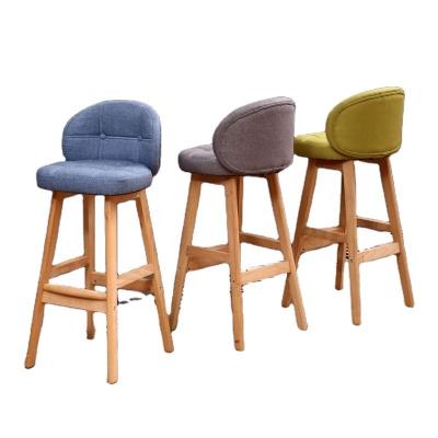 China Commercial Furniture Modern High Bamboo Bar Stool with Soft Gray Cotton Cushion for sale