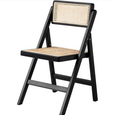 China Solid Wood Rattan Frame Natual Rattan Dining Chair Folded Yes for Events in Modern Furniture Restaurant for sale