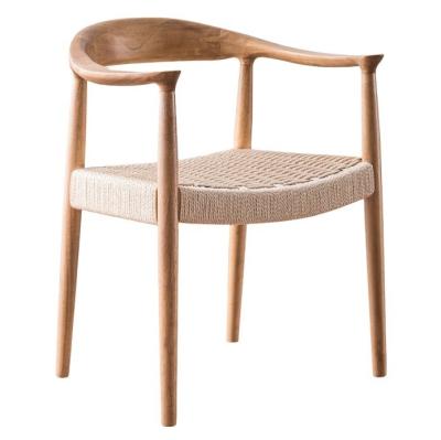 China Woven Cord Seat Nordischer Sessel für Wohnzimmer Tagungsraum W59*D47*H73CM Lackierte Oberfläche Modernes Holz zu verkaufen