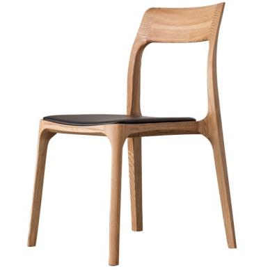 China Customized Designs Design Style Elegant Nordic Solid Wood Dining Chair With PU Leather Seat for sale