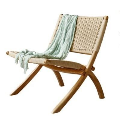 Cina Eleganza senza sforzo Finitura laccata Nordic Classical Woven Cord Solid Wood Folding Lounge Chair per soggiorno in vendita