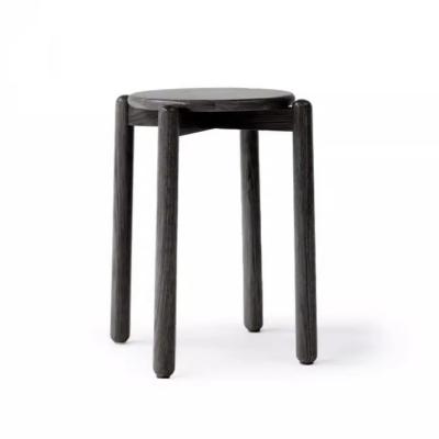 China Stackable Wood Stool Solid Wood Dining Chair Simply Designed with Oak Wood Cover Material for sale