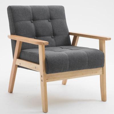 China Soft Seat Chair For Apartment Living Room and Hotel Solid Wood Fabric Wooden Sofa Chair with Modern Design for sale