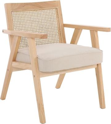 China Wooden Chairs for Living Room and Hotel Modern Design Soft Seat Solid Wood Rattan Dining Room Chair for sale