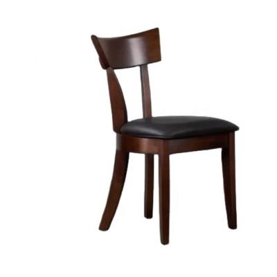 China Customized Size Restaurant Chair Wood Frame Leather Soft Thick Cushion Seat Dining Chair for Home Furniture for sale