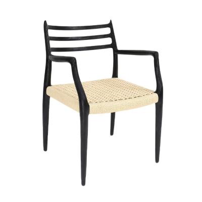 China Japanese Style Wood Arm Chair Woven Paper Cord Dining Chair in Nordic Japanese Industrial Style for Home Furniture for sale