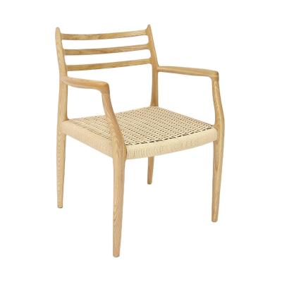 China Office Building Furniture Hand-woven Cord Solid Wood Dining Chair with Nitrolacquer Finish in Nordic Style for sale