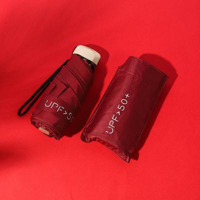 China Minimalist 5 Fold Mini Umbrella UV Protection Pocket Umbrella With Logo Prints for sale