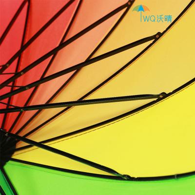 China Free Sample 16k Length Rainbow Minimalist UV Golf Umbrella Outdoor Long Walking Umbrella for sale