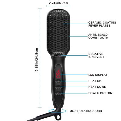 China Beard Straightener Brush Barber Shop Care Hair Straightener Professional Hair Straightener Fast Heating Titanium Handheld Comb for sale