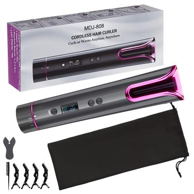 China Modern hot sale automatic curliWireless hair curler Multi Function USB Charging LCD Display Automang Wireless Smart Curling Iron for sale