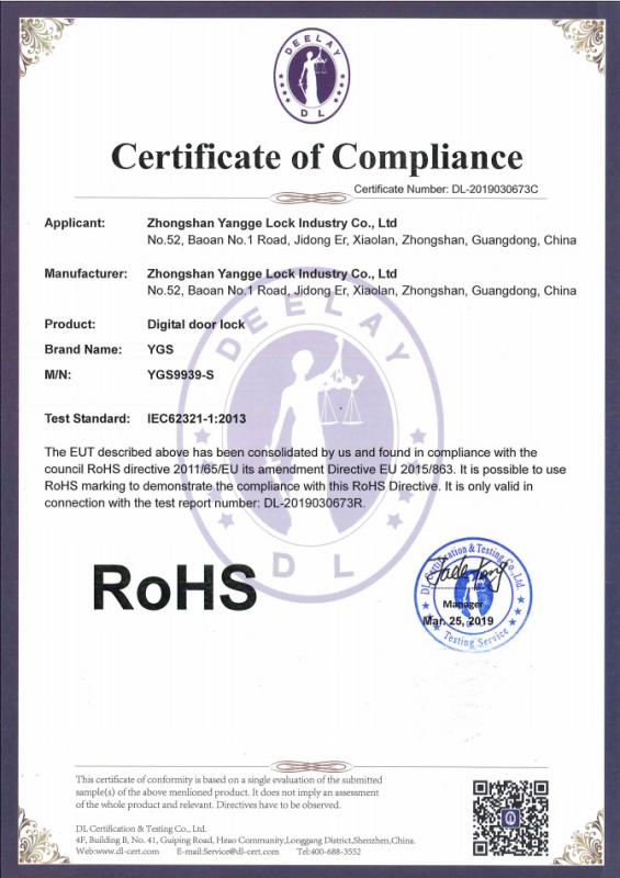 RoHS - Zhongshan Yangge Lock Industry Co., Ltd.