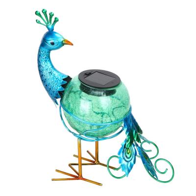 China Garden Peacock with Glass Ball Lantern Solar Light LED Peacock Table Lamp Decor Outdoor Waterproof Garden Yard Patio for sale