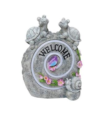 China Solar Art, Turtle and Garden Statue Yard Snail Turtle on Stone Decoration with Flash Neon Light, Waterproof Outdoor Decorations for sale