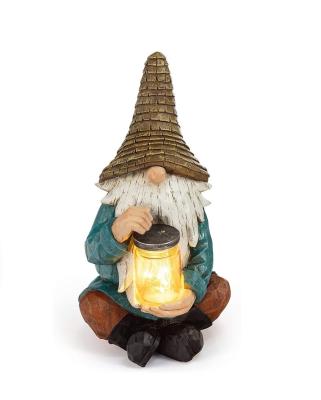 China Solar Powered Outdoor Garden Gnome LED Decor Garden Light Gnome Status For Solar Light for sale