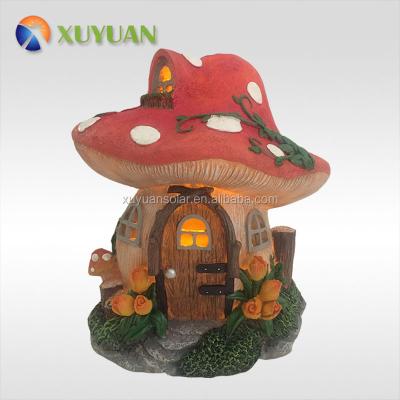 China Other Garden Lawn Mushroom House Statue Solar Powered Lighting for sale