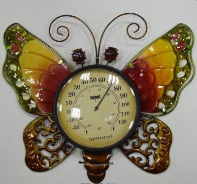 China Christmas Iron Butterfly Dragonfly Hanging Thermometer for Garden Decoration for sale