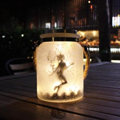 China Solar Garden Lantern Fairy Lights Ideal For Outdoor Decorative Hanging White Frosted Glass Solar Pot Lights Great Gifts for sale