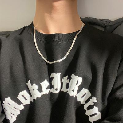 China Central Institute of Statistics Clavicle Chain Cool Non-erasing Necklace Men's Titanium Steel Hip Korean Simple Hop Street Chain Bone Snake Necklace for sale