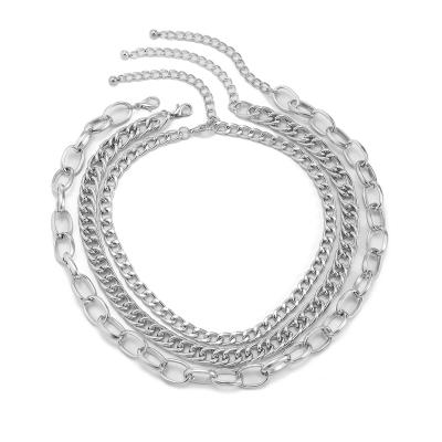 China The Other Punk Chain Necklace Fashion Aluminum Metal Avant Garde Geometric Multilayer Costume Necklace for sale