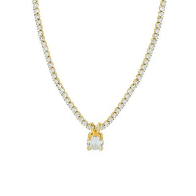 China CLASSIC Minimalist Design 18K Gold Plated Full Diamond Necklace Luxury Simple Necklace for sale