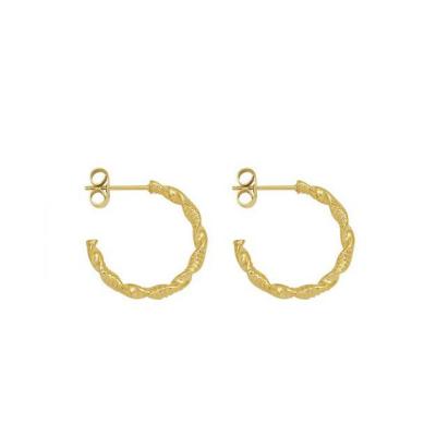 China CLASSIC titanium steel plated with real 18K gold irregular geometry c-shaped twisted earrings for sale