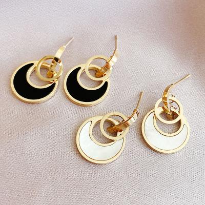 China FASHIONABLE Female Exquisite Personality Stainless Steel Shell High Quality Simple Soft Geometric Earrings for sale