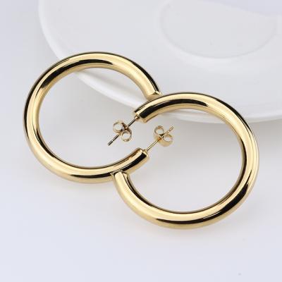 China TRENDY new fashion simple earrings around hollow wire earrings stainless steel female earrings for sale