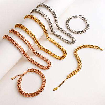 China Other Cuban accessories retro men's and women's autumn style collarbone chain sweater chain necklace and bracelet sets for sale