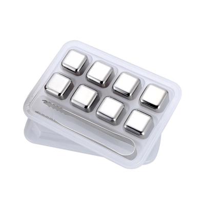 China Disposable Cooling Stones 304 Stainless Steel Whiskey Rocks Reusable Stones Stainless Steel Metal Cooling Ice Cube for sale