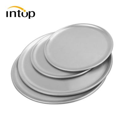 China Wholesale Stocked Aluminum Alloy Pizza Tray Round 20 Inch Pizza Pan Dishes Pizza Tray For Serving for sale