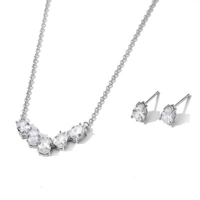 China Environmental Friendly Fashion Women Girls CZ Crystal Earring Pendant Set High Quality Cubic Zircon Bridal Wedding Earring Pendant for sale