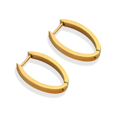 China Environmental Friendly Wholesale U Shaped Open Earrings Stainless Steel Jewelry Gift 18k Gold Plated Circle Earrings For Women for sale