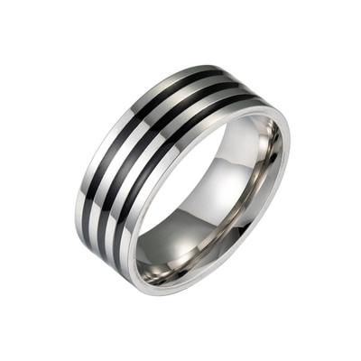 China Factory Wholesale Jewelry 8MM Wide Environmental Friendly Stainless Steel Men Drop Oil Ring Fashion Simple Hand Silver Gold Rings for sale