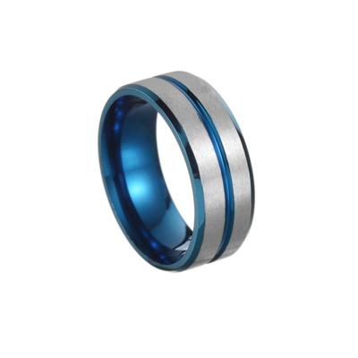 China Wholesale cusrtom men's simple fashion environmental friendly stainless steel two color plated black blue ring for sale