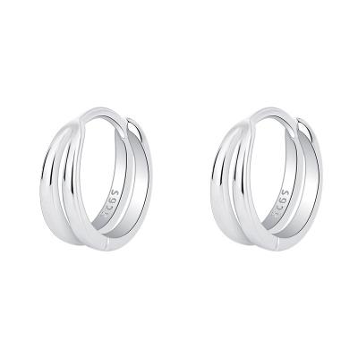 China Environmentally Friendly 925 Sterling Silver Stud Earrings Minimalist Lightweight Luxury Lady Style Double Hoop Earrings for sale