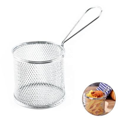 China JinHaiYue Amazon Viable Customer Like Round French Fries Chips Serving Basket Metal Kitchen Strainer for sale