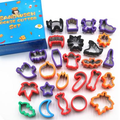 China JHY Amazon Hot Selling Disposable 26pcs Stainless Steel Kitchen Baking Tools Halloween Cookie Cutter Stamp Set for sale