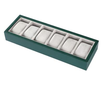 China Each Tray Is With 6 Cushions Gray PU Leather 6 New Green Slot Watch Display Tray Organizer With Cushions for sale