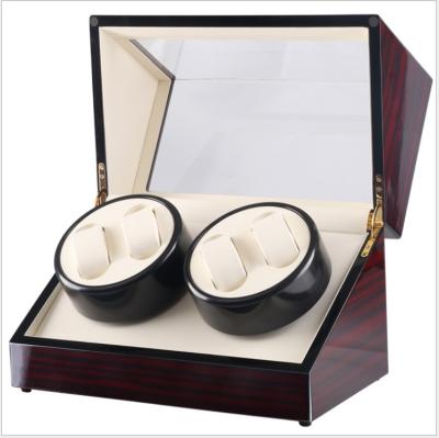 China Rotating Motor Watch Box 2 Winder 4 Slots Motor Piano Paint Wood Lacquered Automatic Watch Winder Box for sale