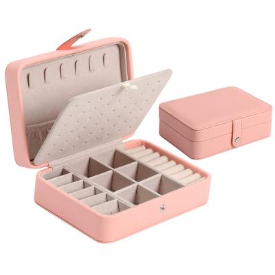 China Round Edge PU Rings Earrings Jewelry Display Box Cute Suede Leather Korean Style Inner Lining Case With Button for sale