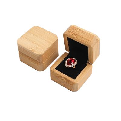 China Popular Wooden Bamboo Storage Ring Box Organizer With Suede Interior Bamboo Wooden Jewelry Box Jewelry Display for sale