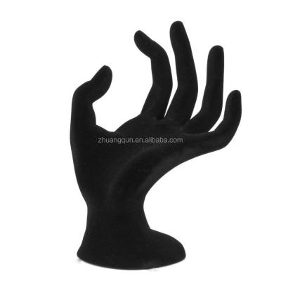 China To Display Correct-Gestured Black Velvet Hand Ring Display Stand Jewelry Display Stand for sale