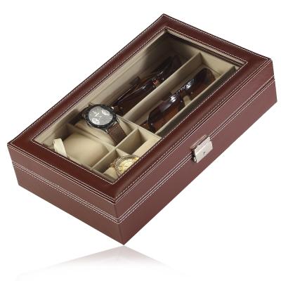 China Sunglasses Organizer Multiple Models Wholesale Custom Wooden MDF Leather Sunglasses Storage Box for sale