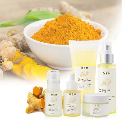 China Oil Serum Body Cream Private Label Anti Acne Facial Anti Acne Vegan Face Care Whitening Turmeric Skin Care Set for sale