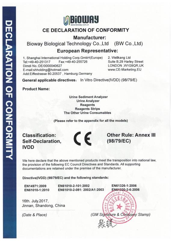 CE deceleration - BIOWAY BIOLOGICAL TECHNOLOGY CO., LTD