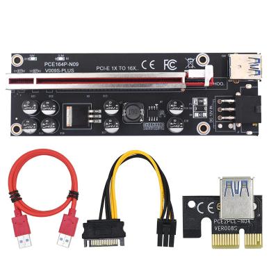 China Russia New Popular VER009S Plus PCI-E Riser Card 009S PCIE X1 To X16 4Pin 6 Pin Power USB 3.0 Cable 8 PCS for sale