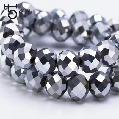 China Fashionable Rondelle Plating Silver Color Faceted Glass Beads Diy Jewelry Making Accessories Beads Crystal Beads for sale